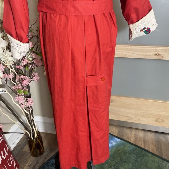 Fox Run Women Jacket Red Long Trench Cotton Fall Winter Coat - Picture 13 of 13